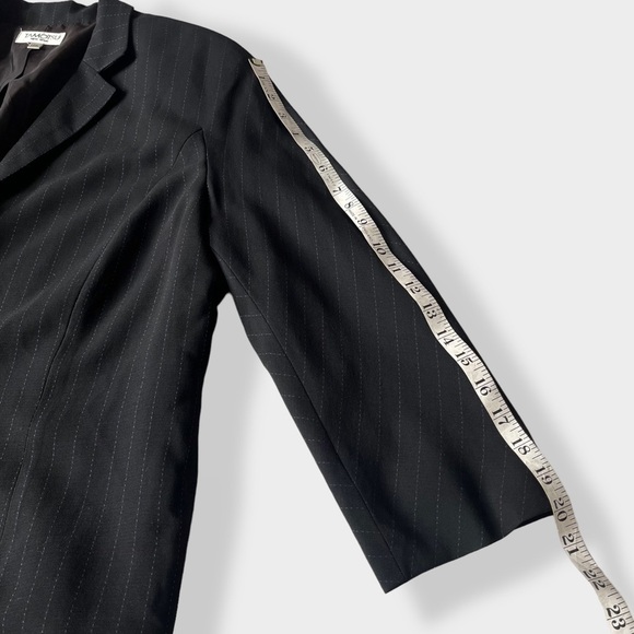 Tamotsu NY Black Pinstripe Blazer Jacket 14W - Picture 12 of 12
